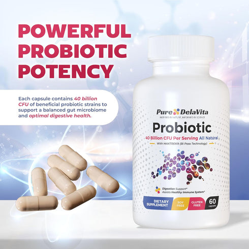 Probiotic 40 Billion CFU - Vegan, Prebiotics, Bi-Pass Delivery - Digestive Health, Gluten-Free, Soy-Free, Non-GMO, Made in USA (60 Capsules)...