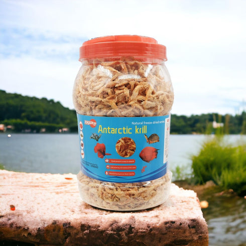 Premium Freeze-Dried Krill & Shrimp Mix - Ideal for Arowana, Koi, Tropical Cichlids, and Turtles - High-Protein Floating Aquarium Food (2000ml)...