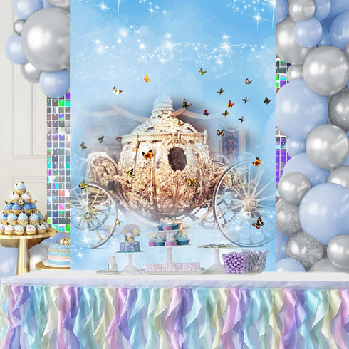 Baocicco Princess Carriage Fairy Tale Backdrop 5x7ft Photography Background Dreamy Blue Foggy Butterfly Shiny Lights Children Stories Girl Dream P...