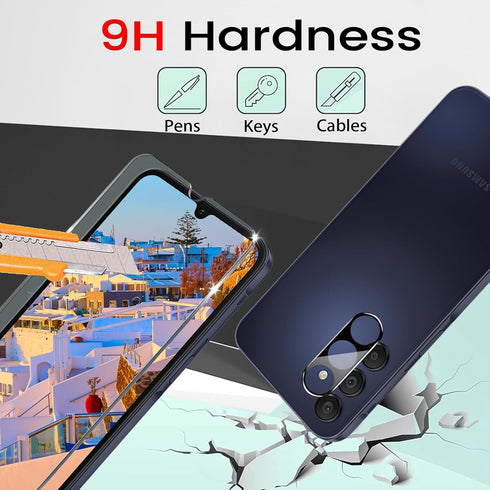 4 Pack Screen Protector for Samsung Galaxy A15 5G with 4 Pack Camera Lens Protector, Full Coverage Tempered Glass Film Anti-Fingerprint Case Frien...