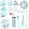 Mini Office Supplies, Turquoise Green School Supplies with Sticky Notes,Mini Stapler,Tape Dispenser,Hole Punch,Staple Remover,Staples,Clips,Scisso...