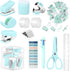 Mini Office Supplies, Turquoise Green School Supplies with Sticky Notes,Mini Stapler,Tape Dispenser,Hole Punch,Staple Remover,Staples,Clips,Scisso...