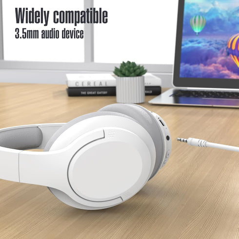 Bluetooth Wireless Over-Ear Headphones with 48H Playtime and with Microphone, HiFi Stereo Foldable Lightweight Headphones for deep bass for Home O...