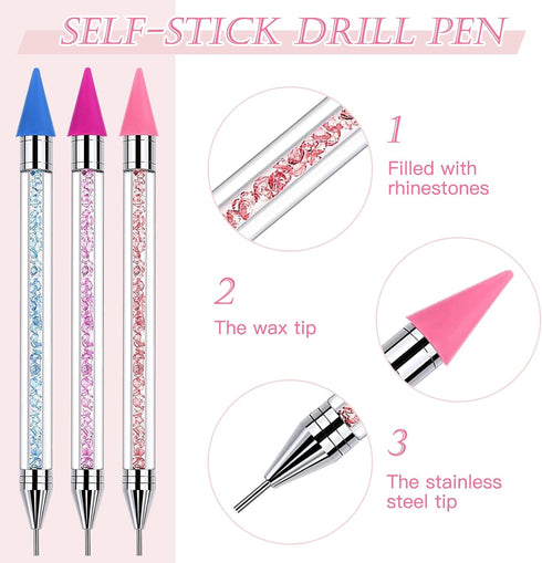 ZYNERY 3 PCS Wax Pen, Diamond Painting Pens No Wax Needed Self-Stick Drill Pens, Diamond Art Pens for DIY Crafts Painting Cross-Stitch Nail Art...