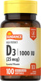 Sundance Vitamin D3 | 1000iu | 100 Softgels | High Potency Formula | Non-GMO and Gluten Free Supplement...