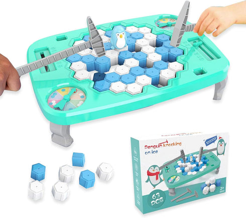 Penguin Ice Rescue Game for Kids,Penguin Ice Breaker Game,63PCS Save Penguin on Ice Game,Penguin Trap on Ice Icebreaker Board Game Toy for Adults,...