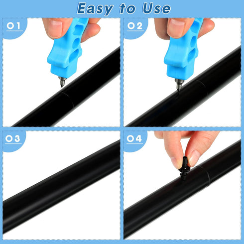 Hestya 2 Pcs 2-in-one Drip Irrigation Tubing Hole Punch and Fitting Insertion Tool and 50 Pcs 1/4" Drip Irrigation Fittings Kit 25 Barbed Connecto...