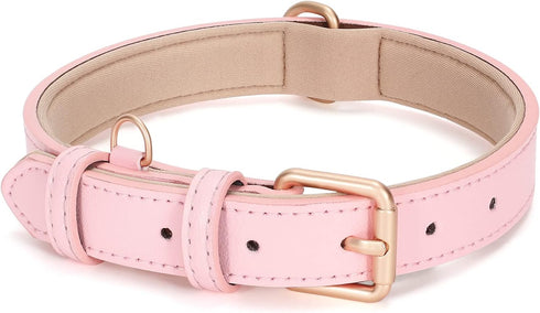 WHIPPY Leather Dog Collar for Small Medium Large Dog Adjustable Soft Breathable Leather Padded Puppy Collar with Alloy Buckle Heavy Duty Waterproo...