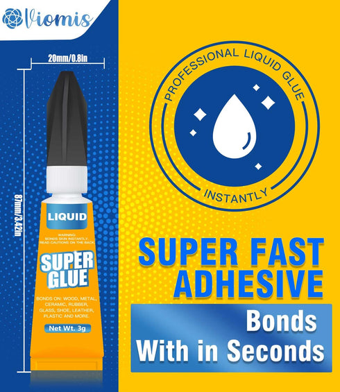 Super Glue Quick Set, 24-Pack of 3g Single-Use Tubes, Multi-Surface Adhesive for Plastics, Metal, Leather, Ceramics & More, Ultra Strong & Fast-Dr...