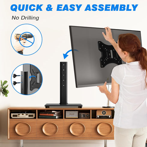 Rfiver Universal Swivel Tabletop TV Stand for Flat Screens 23 24 26 32 39 40 42 43 Inch, Heavy Duty Center Pedestal Stand Replacement with Black T...