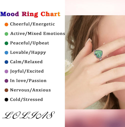 LOLIAS 15Pcs Mood Rings with Mood Necklaces Bracelets and Earrings, Adjustable Temperature Sensing Color Changing Mood Rings, Metal, No Gemstone...