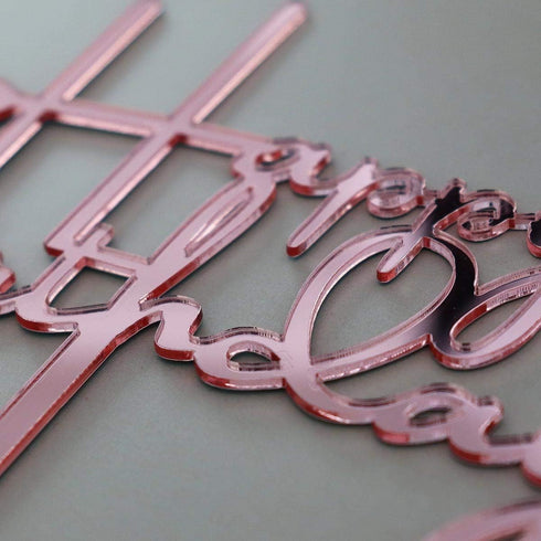 Happy Birthday Cake Topper, Birthday Party Decorations, Mirror Rose Gold Acrylic...