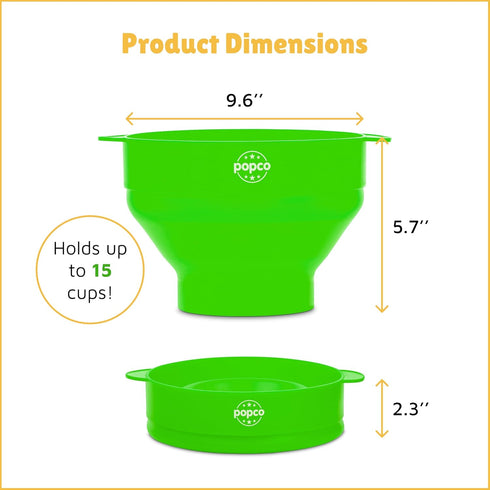 The POPCO Silicone Popcorn Popper - Collapsible Microwave Popcorn Maker - Air Popper Pop Corn Bowl with Handles and Lid - Dishwasher Safe - Large ...