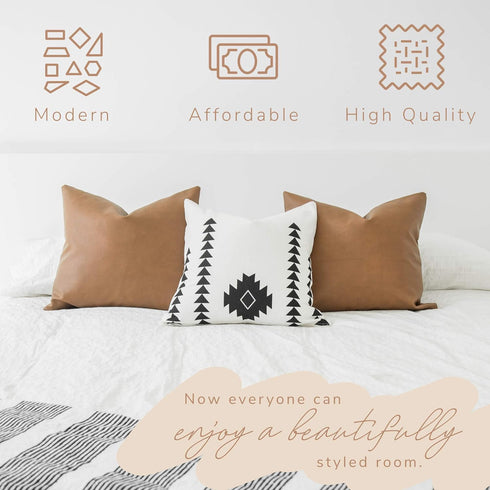 Woven Nook - Modern & Luxurious 18" x 18" Decorative Leather Throw Pillow Covers - Durable Quality & Machine Washable - 100% Polyester Faux Leathe...