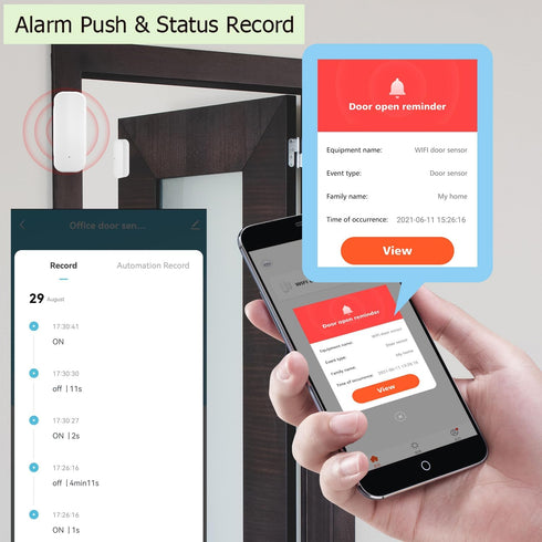 Smart WiFi Door Sensor: Wireless Window Sensor with App Notification Alert, Tuya Door Open Contact Sensor for Home Security, No Hub Required, Comp...