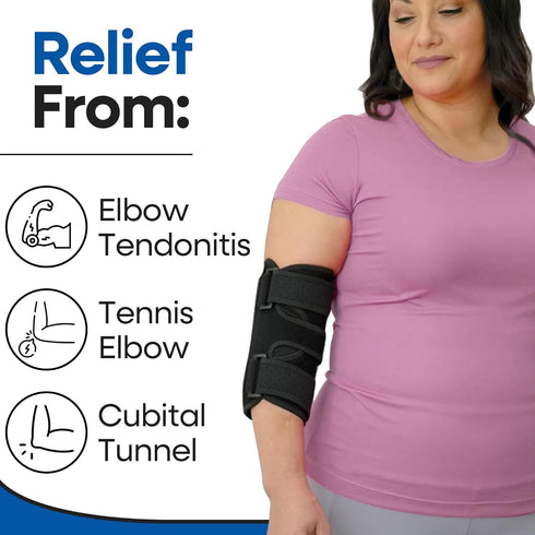 Elbow Splint Tendonitis l Tennis Elbow Brace | Cubital Tunnel Brace Support for Sleeping | Arm Support & Compression Sleeve Immobilizer for Ulnar ...