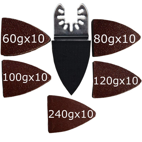 51 Pcs Oscillating Finger Sanding Pad Sandpaper for Multi Tools Compatible with Bosch Chicago Craftsman Dremel Fein Harbor Freight Makita Milwauke...