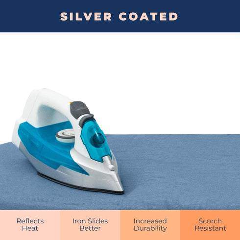 Ironing Board Cover and Pad Extra Thick Heavy Duty Padded 4 Layers, Silver Coated Ironing Board Cover, Non Stick Scorch and Stain Resistant Standa...