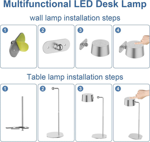 ZAYAZ Wall Sconces, LED Wall Mounted Lamps, LED Reading Lights for Bedroom, Wireless Lamp with 360° Rotate Magnetic Ball with FreeGift Desk Lamp B...