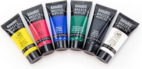 Liquitex BASICS Acrylic Paint Set, 6 x 22ml (0.74-oz) Tube Paint Set, Primary...