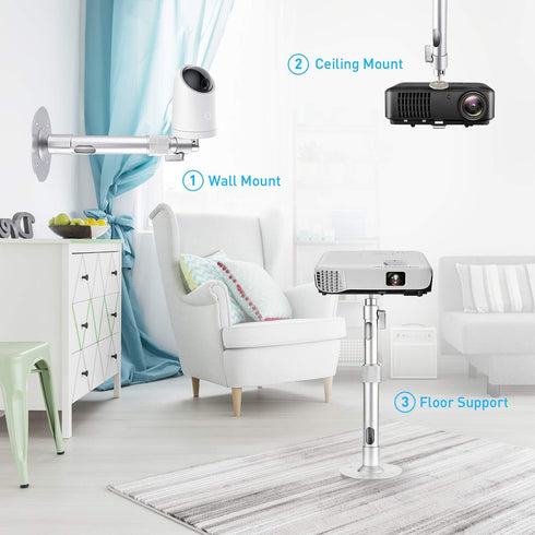 NIERBO Universal Projector Wall Ceiling Mount Hanger 360°Rotatable Head with Extendable Length 11.8 Inch to 19.7 Inch / 11 lbs Load Mounting Brack...