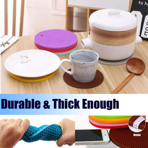 5 Pack Extra Thick Silicone Trivets Heat Resistant Pot Holder and Oven Mitts,Trivets for Hot Dishes,Nonslip Insulation Honeycomb Rubber Hot Pads f...