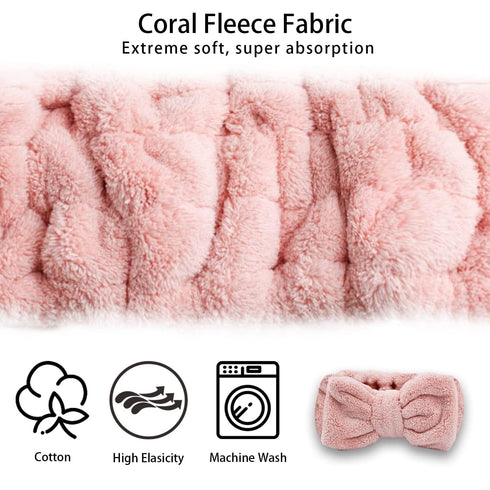 3 Packs Microfiber Spa Headbands for Face Washing, Bow Makeup Hair Bands Wide Facial Towel Head Bands for Women Girls Skincare...