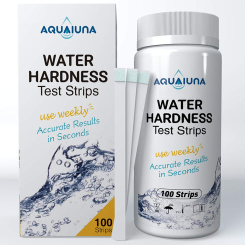 Aqualuna Water Hardness Test Kit - Fast and Accurate Testing for Dishwasher, Drinking Water, Pool and Aquarium - 100 Strips Hard Water Test Kit at...