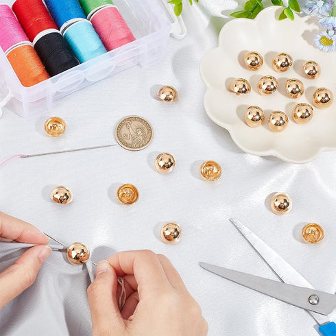 PH PandaHall about 20 Pcs 15mm Diameter Alloy Sewing Buttons Shank Blazer Half Round Sport Woolen Coats Buttons for DIY Craft (Light Gold)...