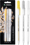 RVOGJP 3 Colors Gel Pen Set - White, Gold and Silver Gel Ink Pens for Black Paper Drawing, Sketching, Illustration, Card Making, Bullet Journaling...