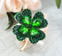 Gyn&Joy Green Crystal Lucky Four-Leaf Clover Shamrock Brooch Pin...