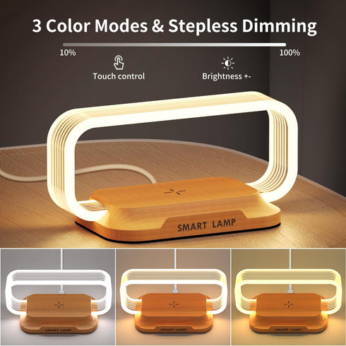 Small Nightstand Lamp with Wireless Charger,Cute Bedside Lamp for Bedroom,Small Table Lamp with Phone Charger,Mini Night Light for Boys Girls,Tiny...