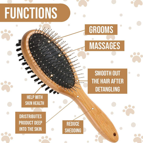 KylePet Dog Brush, Double Sided Pet Slicker Brush with Bamboo Handle for Dogs and Cats Long Hair Pets Grooming Comb for Removing Shedding, Tangles...