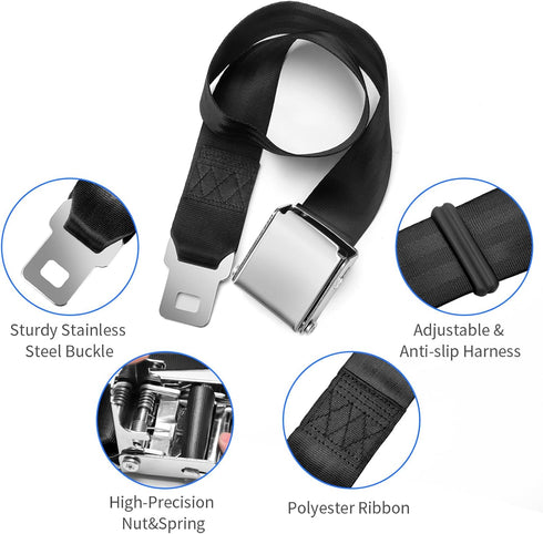 Coolrunner Airplane Seat Belt Extender, Adjustable 7-32" Airplane Seatbelt Extender Fits Most Airlines Free Carrying Case Black...