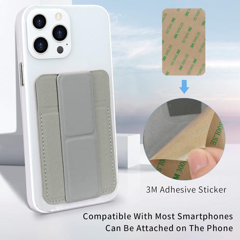 WWW Card Holder with Stand for Back of Phone,Secure Stick on Wallet,PU Leather Credit Cards Holder for Cell Phone with 3M Adhesive Sticker for Sma...