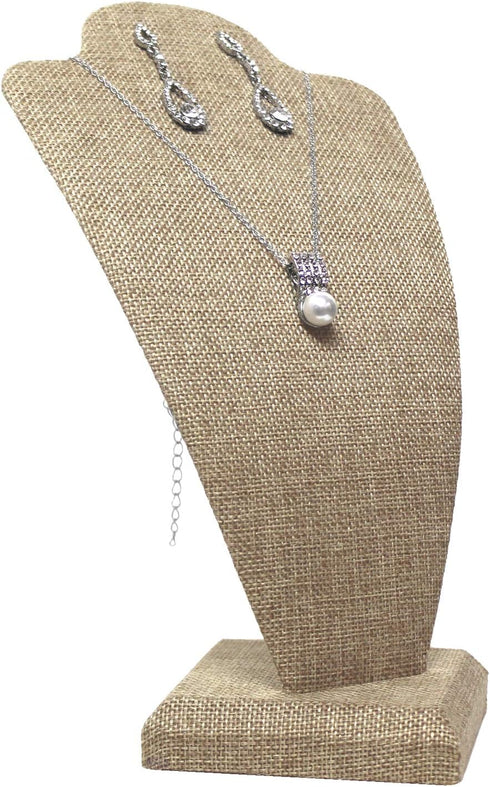 MOOCA 2 Pcs Small Burlap Necklace Chain Jewelry Bust Display Holder Stand, Necklaces Display Necklace Mannequin, Detachable Jewelry Bust Stand 10 ...