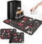 Coffee Mat for Countertops, Mushroom Red Floral Black Dish Drying Mat 2 Pcs for Kitchen Coffee Bar Accessories, Fit Under Coffee Maker Espresso Ma...
