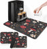 Coffee Mat for Countertops, Mushroom Red Floral Black Dish Drying Mat 2 Pcs for Kitchen Coffee Bar Accessories, Fit Under Coffee Maker Espresso Ma...