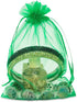 100pcs 4x6 inch Gifts Wrap Bags Green, Organza Sheer Fabric Bulk, Drawstring Reusable Recycled Pouch for Baby Shower Favor, Craft Business, Beach,...