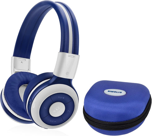SIMOLIO Kids Headphones Bluetooth for Boys, Built-in Microphone and Share Port, Safe 75dB,85dB,94dB Volume Limited, Foldable and Adjustable, Wirel...