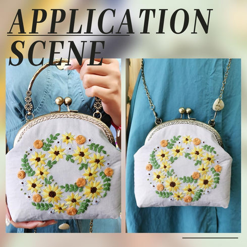 WADORN DIY Embroidery Crossbody Bags Kits, Ethnic Style Flower Pattern Coin Purse Making Kit Kiss Clasp Lock Embroidery Tool Pouch Sewing Material...