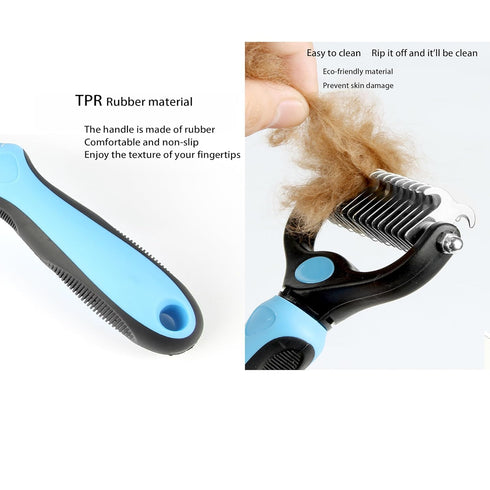 Dog Brush for Shedding, Pet Grooming Brush, Cat Deshedding Brush Tool, Double Sided Shedding and Dematting Undercoat Rake Comb for Dogs & Cats (bi...