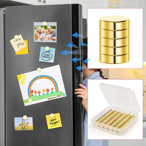 Gold Fridge Magnets 120 Pcs, 10x3mm Small Rare Earth Magnets Tiny Neodymium Office Magnets for Refrigerator, Muti-use Mini Strong Circular Magnets...