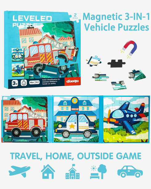 Magnetic Puzzles for Kids 2-4, Travel Puzzles Games for Kids Ages 3-5, Jigsaw Puzzle Book Activities Toy for Kids Boys Girls Ages 3 4 5 in Car, Le...