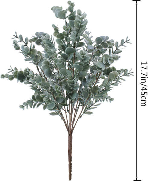 3 Pack of Artificial Eucalyptus Stem Shrub Faux Eucalyptus Leaves Spray Artificial Greenery Stems Fake Silver Dollar Branches Plants for Home Wedd...