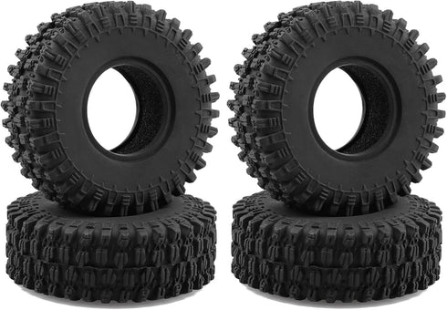 1.0 Crawler Tires w/Foam Beadlock Wheel Soft Tire for TRX4M SCX24 1/18 1/24 RC Crawler Truck, 52 * 19mm...