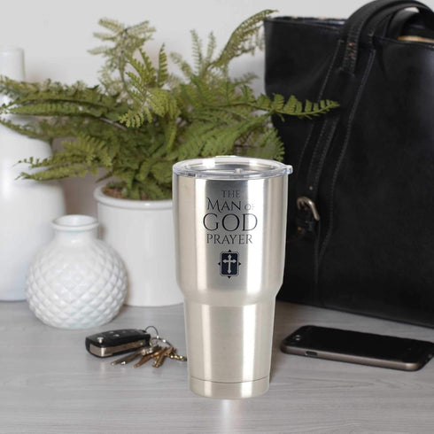 Dicksons Man of God Prayer Silver Tone 30 ounce Stainless Steel Travel Tumbler Mug...