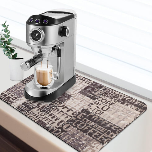 Coffee Bar Mat for Countertops Coffee Mat Dish Drying Mat for Kitchen Counter Absorbent Hide Stain Rubber Backed Dish Mat Drying Kitchen Mat Coffe...