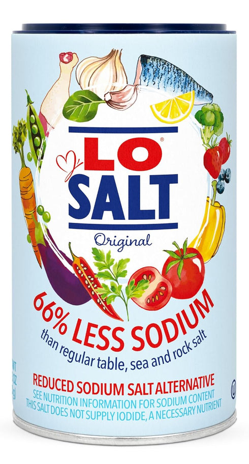 LOSALT – Reduced Sodium Salt | Original (non-iodised) | Great Tasting Salt Alternative/Substitute with 66% less sodium | 12.3oz/350g tub (pack of ...