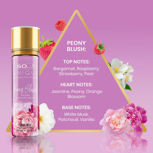 So…?...? Unique Peony Blush Body Mist - Floral, Fruity Vanilla Perfume with Bergamot and Pear Notes - Perfume for Women - Body Spray for Women - 5...